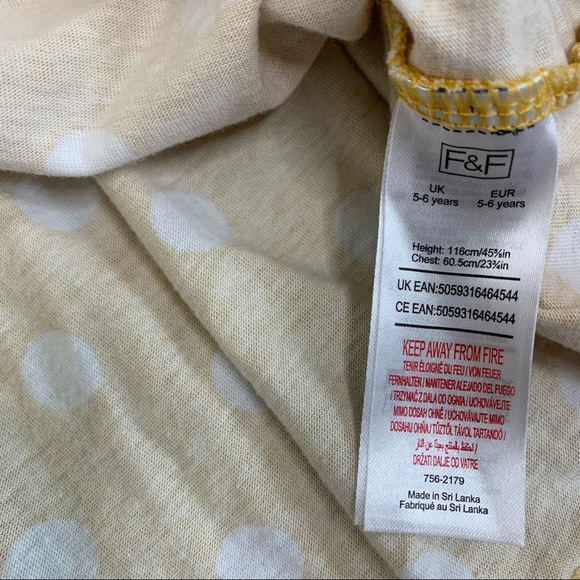 FLORENCE & FRED Large Polka Dot Dress With Ruched Waist Mustard Yellow Girl 5-6Y - Picture 7 of 8